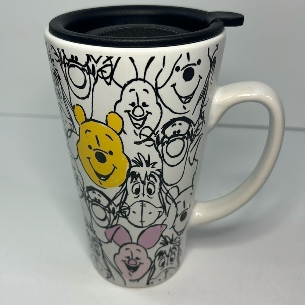 Disney Winnie the Pooh travel glass coffee mug with lid